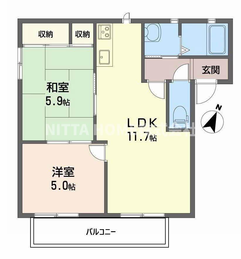 セゾンコート(2LDK/1階)の間取り写真