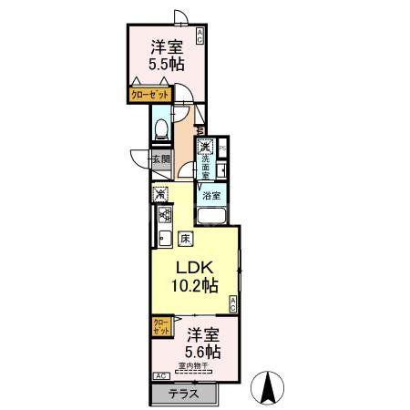 セレスティア荒川II(2LDK/1階)の間取り写真