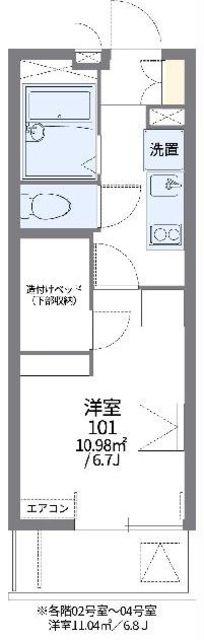 レオパレス本中山(1K/2階)の間取り写真