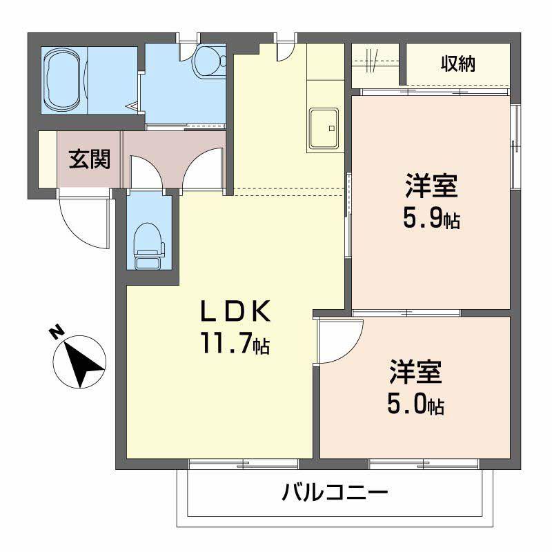 シャーメゾン日吉A(2LDK/1階)の間取り写真
