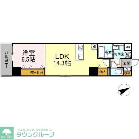 セントラル立川(1LDK/3階)の間取り写真