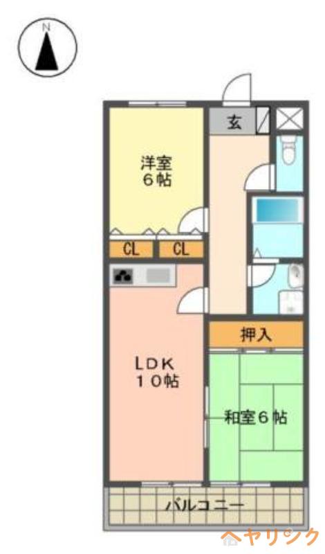 ラヴィアン(2LDK/4階)の間取り写真