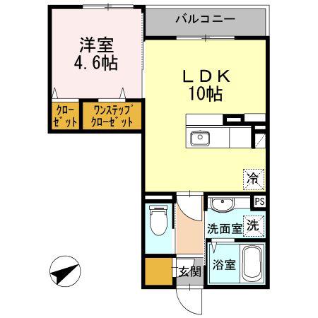 ラ・ジュネス(1LDK/2階)の間取り写真