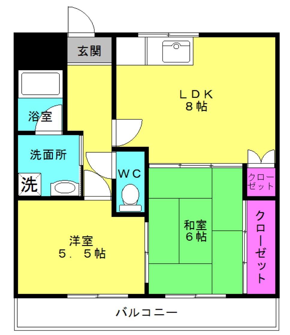 レジデンシア・モンティークロ(2LDK/4階)の間取り写真
