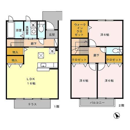 ヒルズ上之屋(3LDK/1階)の間取り写真