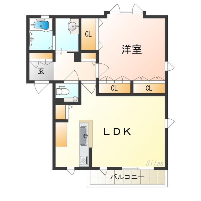 DAIKENN浜寺南町J棟(1LDK/2階)の間取り写真