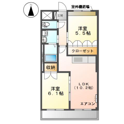 メゾン小六(2LDK/2階)の間取り写真