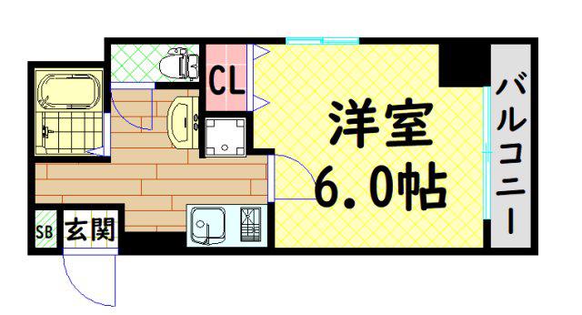 セレッソコート西心斎橋第III(1K/8階)の間取り写真