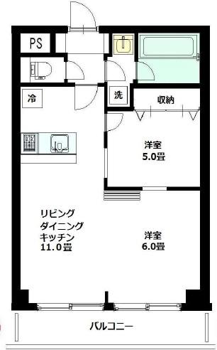ハイホーム本陣(2LDK/2階)の間取り写真
