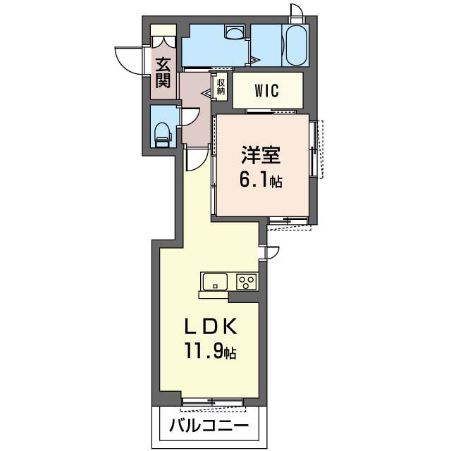 ブルーウィング(1LDK/2階)の間取り写真