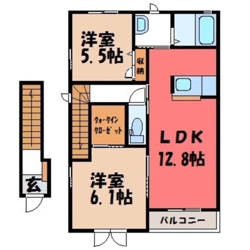 クレールメゾンE(2LDK/2階)の間取り写真