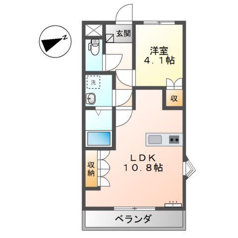 イーストリバー2(1LDK/2階)の間取り写真