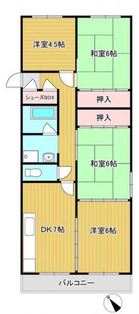 七福ビル滑石(4DK/7階)の間取り写真