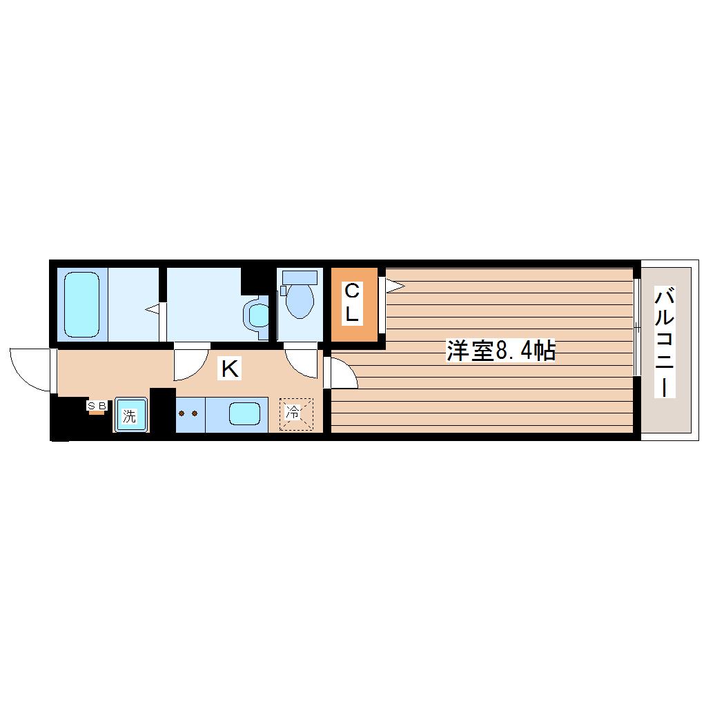 エヌエー長町(1K/2階)の間取り写真