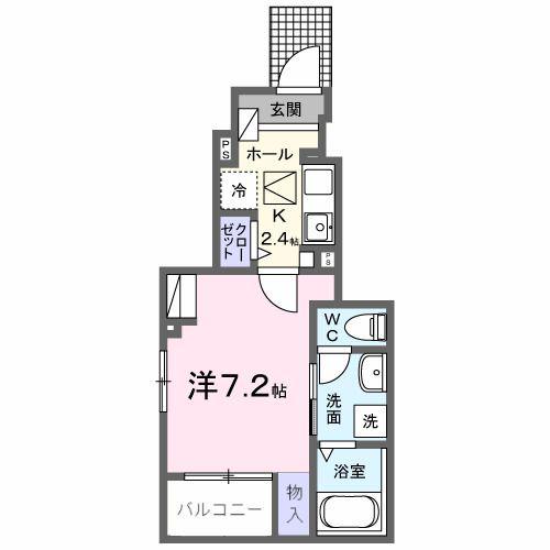 ベルソレイユ青木(1K/1階)の間取り写真