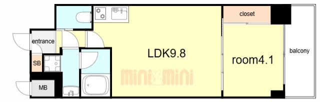プレジオ神戸長田(1LDK/5階)の間取り写真
