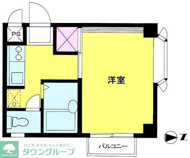 ヘリテージ(1K/2階)の間取り写真