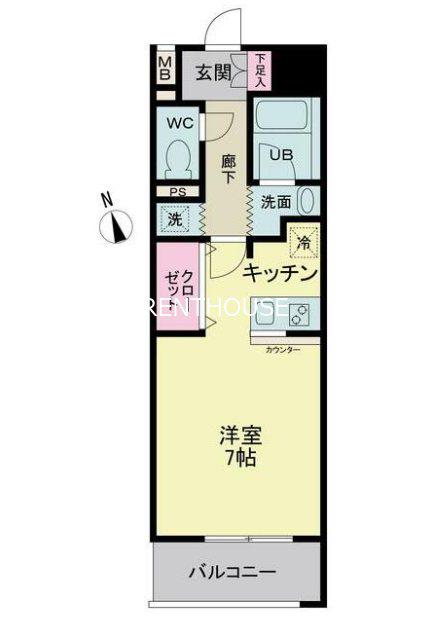 ブルージュ(1K/1階)の間取り写真