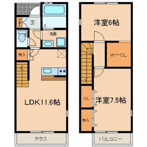 フォレストメゾン楠(2LDK/1階)の間取り写真