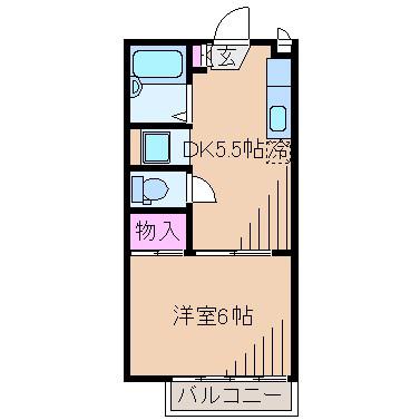 ガーデニアハイツ(1DK/2階)の間取り写真