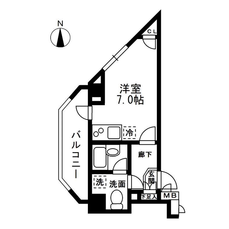 レジディア中落合A棟(ワンルーム/5階)の間取り写真