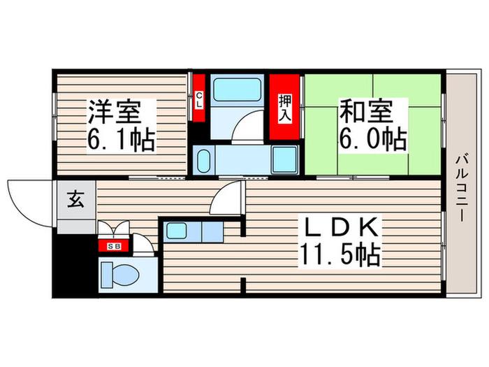 アーバンシティー西葛西(2LDK/3階)の間取り写真