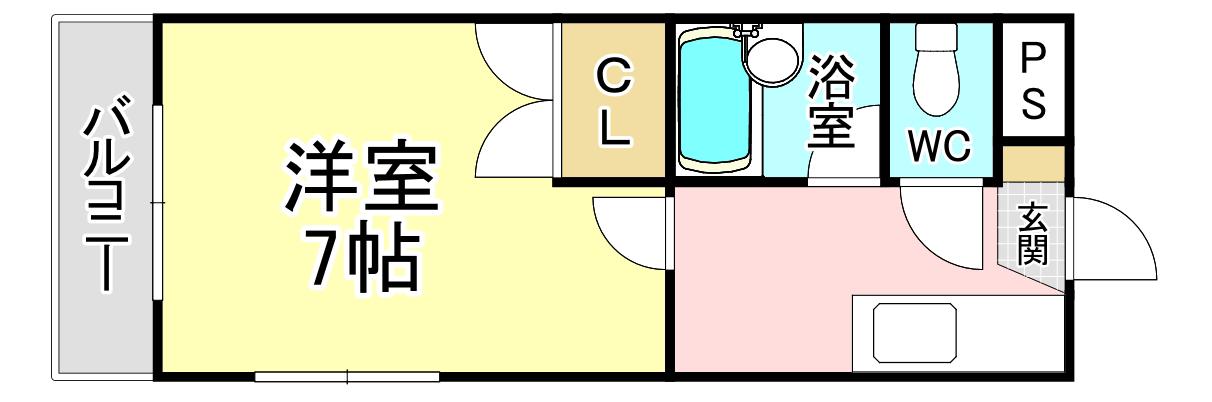シャトレ新高I(1K/3階)の間取り写真