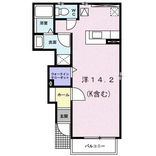 リバーサイドI(ワンルーム/1階)の間取り写真