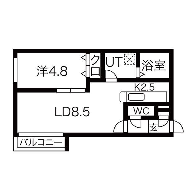 ラパス平岸(1LDK/3階)の間取り写真