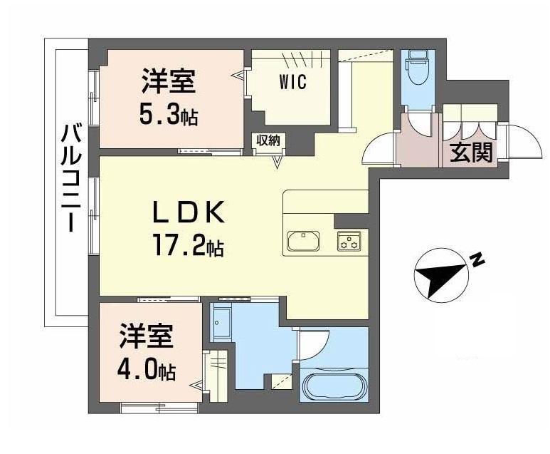 セイルズ スエダ A(2LDK/2階)の間取り写真