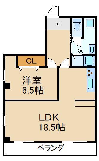 香里さくらハイツI(1LDK/2階)の間取り写真