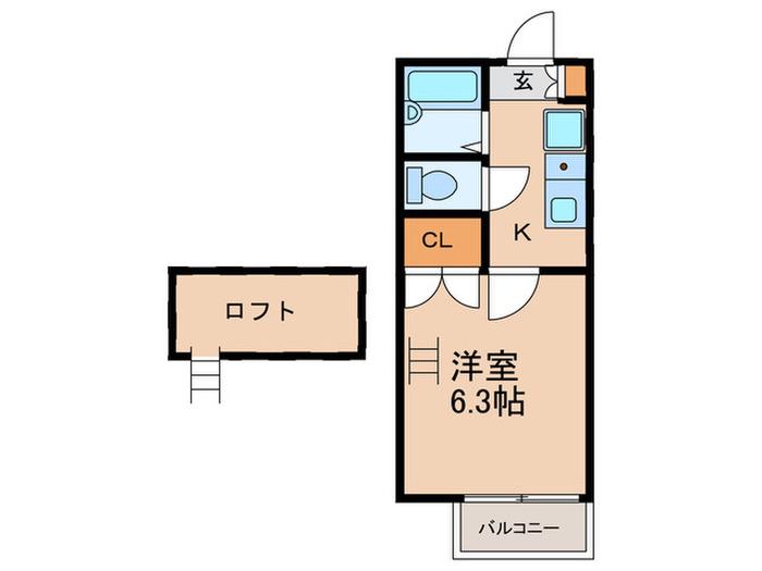 メゾンマルシェ(1K/2階)の間取り写真