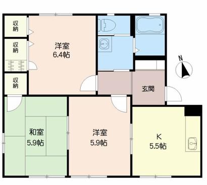 フレグランス宗方  A棟(3K/1階)の間取り写真