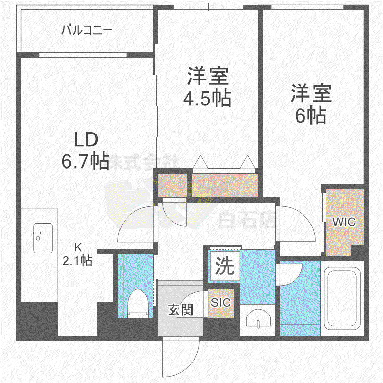 LIVECASA白石(2LDK/5階)の間取り写真