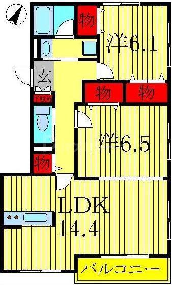 カスティージョB(2LDK/3階)の間取り写真