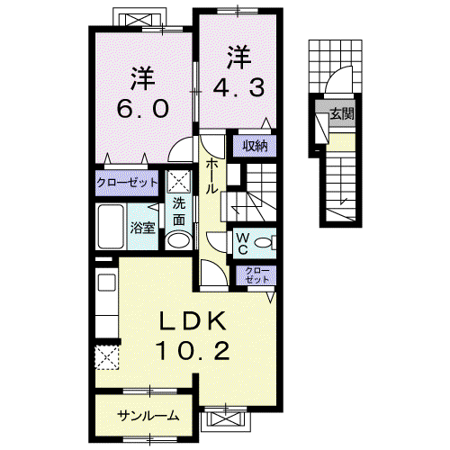 グランツIII(2LDK/2階)の間取り写真
