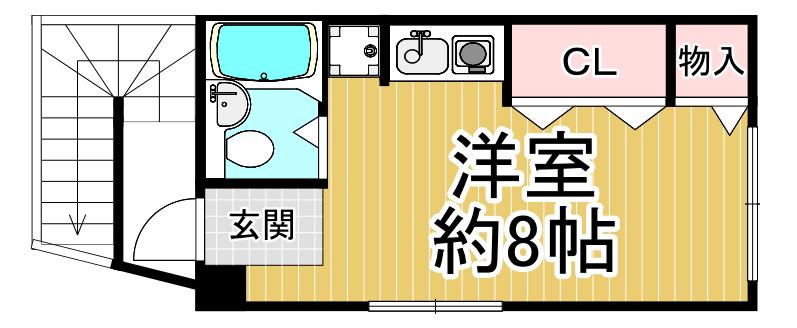 中山ビル(ワンルーム/3階)の間取り写真