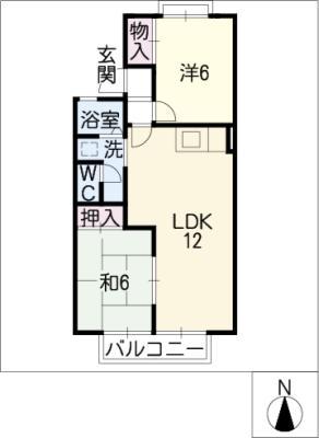 イーストアヴェニューA棟(2LDK/2階)の間取り写真