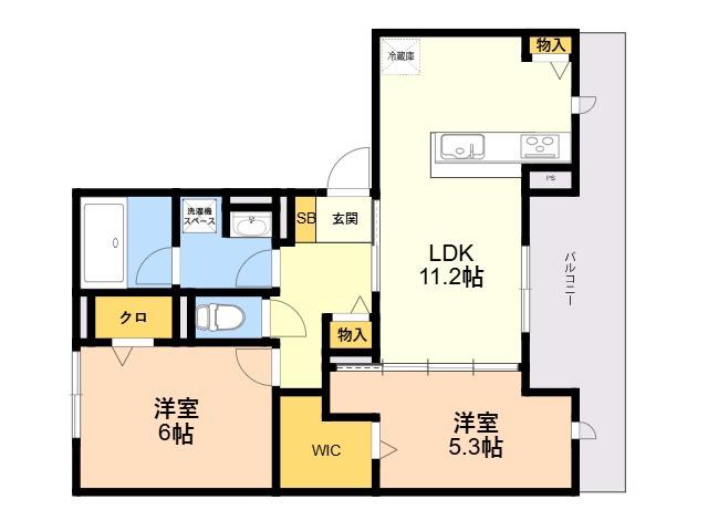 メゾン ココル(2LDK/2階)の間取り写真