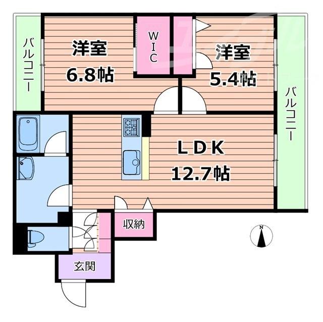 パール壽(2LDK/2階)の間取り写真
