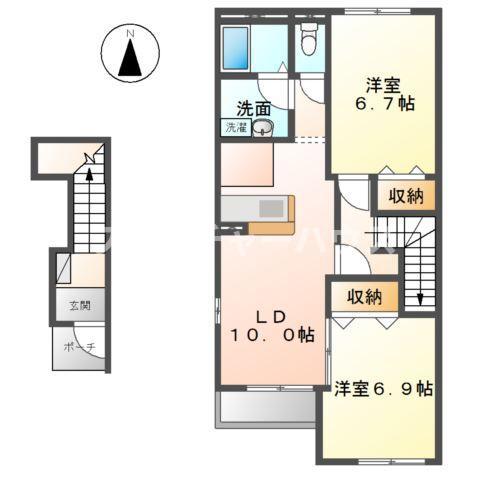 FRECCIA(2LDK/2階)の間取り写真