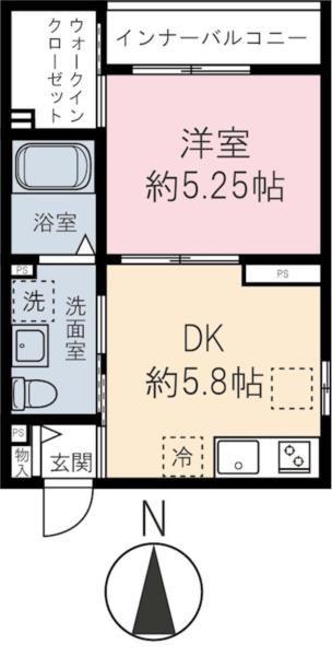 池袋本町1丁目パレス(1DK/1階)の間取り写真