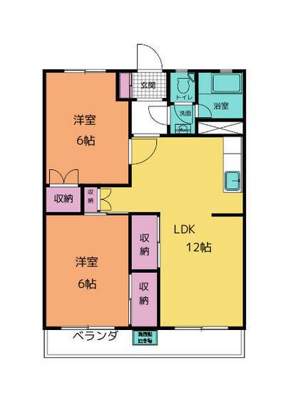 向坂マンションA(2LDK/3階)の間取り写真
