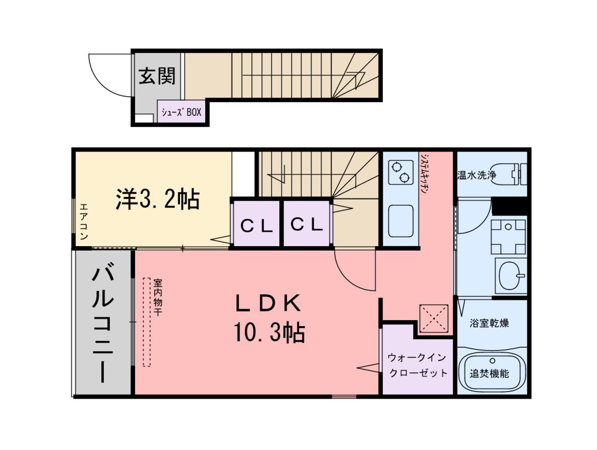 ボン シャオス II(1LDK/2階)の間取り写真