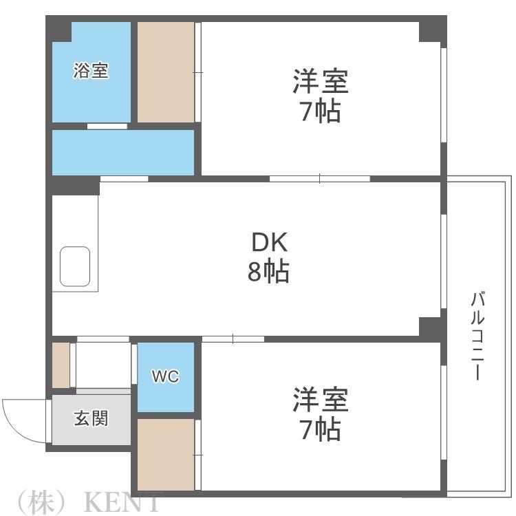 ビューティーハイム西野(2DK/3階)の間取り写真