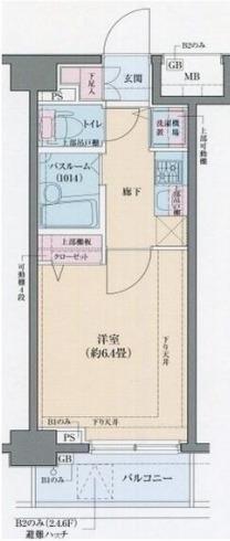 ロアール渋谷松濤(1K/1階)の間取り写真