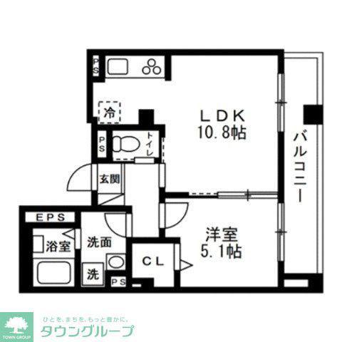 青葉区あざみ野共同工事(1LDK/2階)の間取り写真