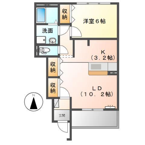 コンフォートグリーンヒルズ(1LDK/1階)の間取り写真