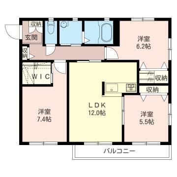 グランKコートC(3LDK/2階)の間取り写真