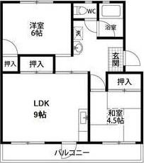 マンション佐鳴台(2LDK/1階)の間取り写真